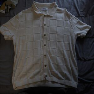 Waffle Cotton Texture Dress Casual Button Up